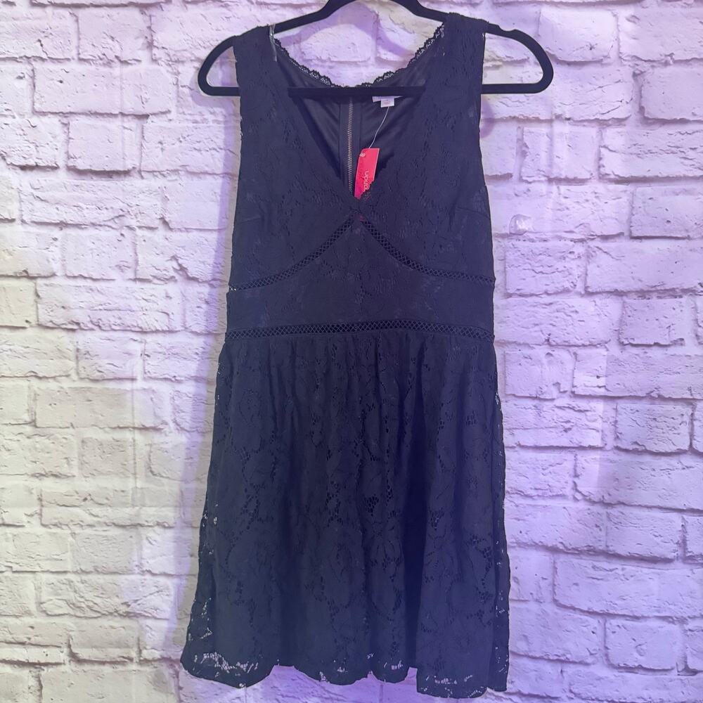Xhiliration **NWT** Little Black Tank Dress with Lacey look SZ S